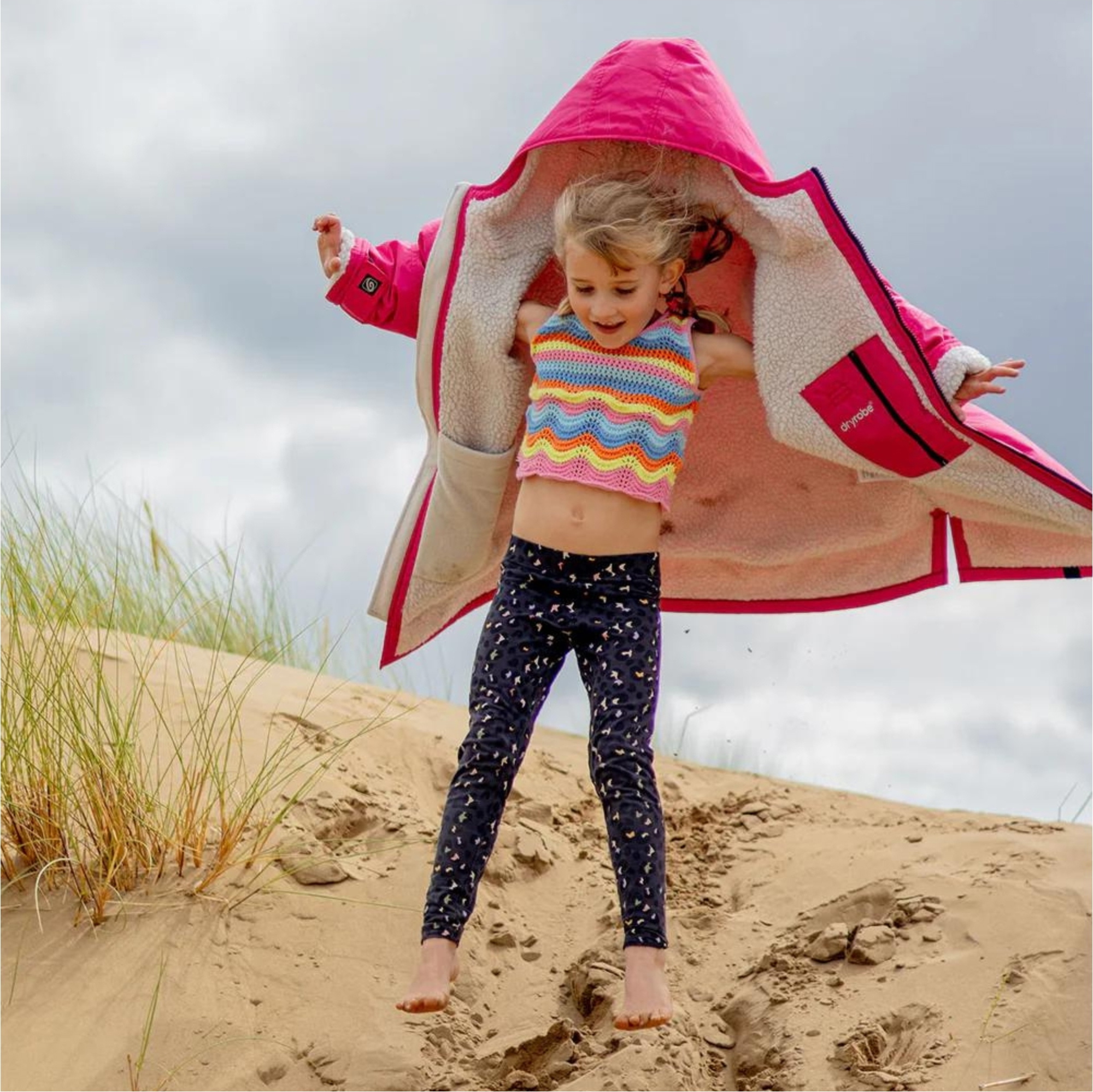 2026 Dryrobe Junior Advance Omkleedjas Met Lange Mouwen V3KSLSDA - Pink / Lichtgrijs